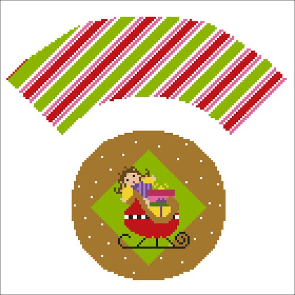 click here to view larger image of Santa's Sled Cupcake (hand painted canvases)