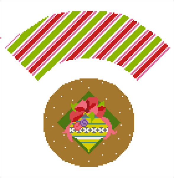 click here to view larger image of Golden Ornament Cupcake (hand painted canvases)
