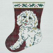 click here to view larger image of Bichon Sock Ornament (hand painted canvases)