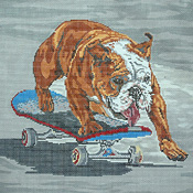 click here to view larger image of Skateboarding Bulldog (hand painted canvases)