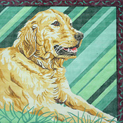 click here to view larger image of Golden Retriever/Stripes (hand painted canvases)