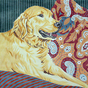 click here to view larger image of Golden Retriever/Paisley (hand painted canvases)