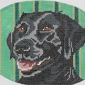 click here to view larger image of Black Lab Oval (hand painted canvases)