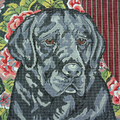 click here to view larger image of Black Lab/Floral Background (hand painted canvases)