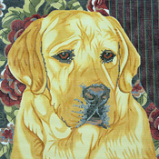 click here to view larger image of Yellow Lab/Floral Bkgd (hand painted canvases)