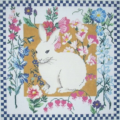 click here to view larger image of Bunny with Blue Checks (hand painted canvases)