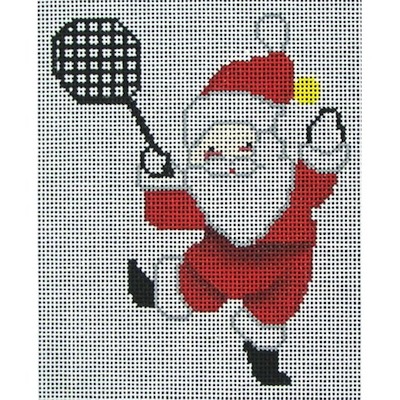 click here to view larger image of Tennis Santa Ornament (hand painted canvases)