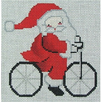 click here to view larger image of Cycling Santa Ornament (hand painted canvases)