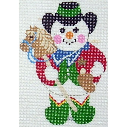 click here to view larger image of Cowboy w/ Stickhorse Snowman (hand painted canvases)