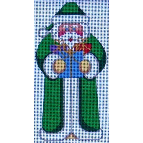 click here to view larger image of Green Santa - Blue Box (hand painted canvases)