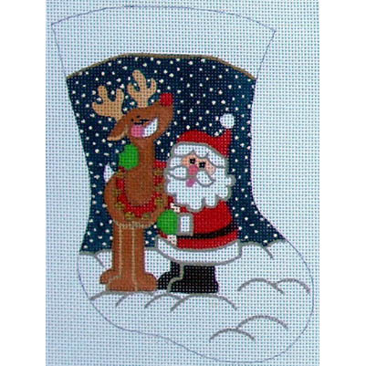 click here to view larger image of Rudolph & Santa (hand painted canvases)