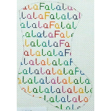 click here to view larger image of Falalalalalalala Mini Stocking (hand painted canvases)
