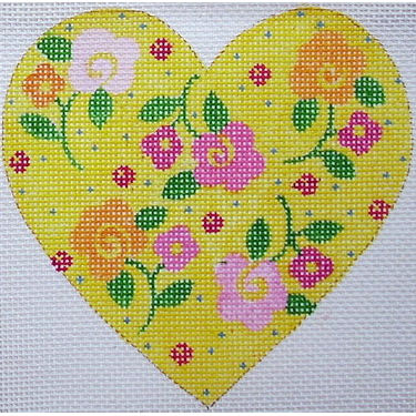 click here to view larger image of Yellow Floral Heart (hand painted canvases)
