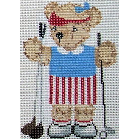 click here to view larger image of Golfer Teddy Bear (hand painted canvases)