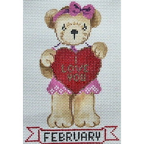 click here to view larger image of February Teddy Bear (hand painted canvases)