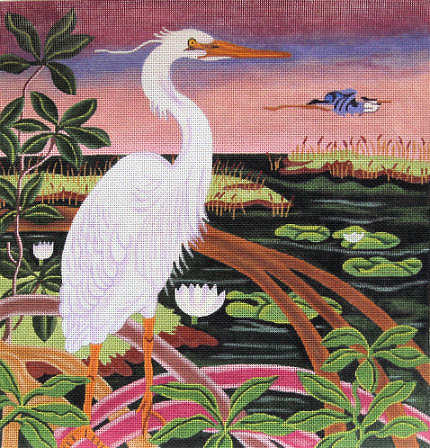 click here to view larger image of Egret (hand painted canvases)