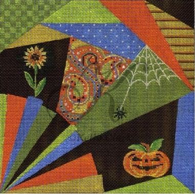 click here to view larger image of Halloween Crazy Quilt (hand painted canvases)