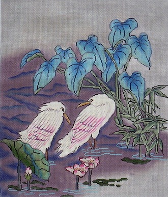 click here to view larger image of Egrets in Pond (hand painted canvases)