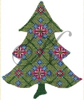 click here to view larger image of Scandinavian Snowflake Tree - Green (hand painted canvases)