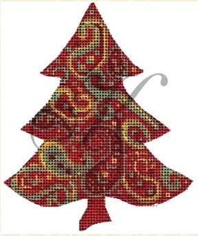 click here to view larger image of Red Paisley Tree (hand painted canvases)