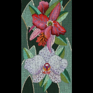click here to view larger image of Jeweled Orchids (hand painted canvases)