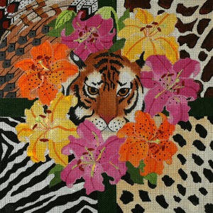click here to view larger image of Tiger Flower With Tiger Lilies & Skins (hand painted canvases)