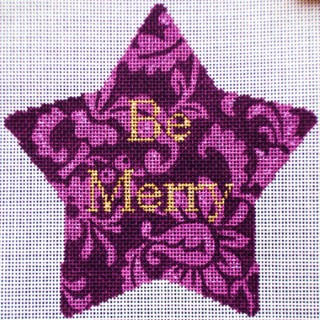 click here to view larger image of Be Merry Xmas Star (hand painted canvases)