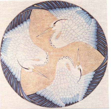 click here to view larger image of Blue Heron Round (hand painted canvases)