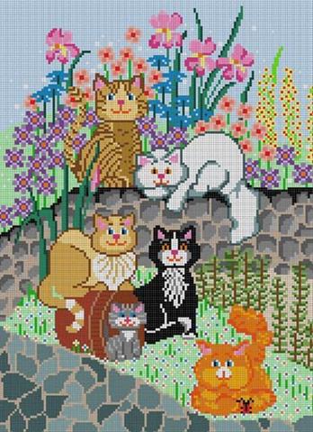click here to view larger image of Garden Cats (hand painted canvases)