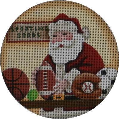 click here to view larger image of Sporting Goods Santa Ornament (hand painted canvases)
