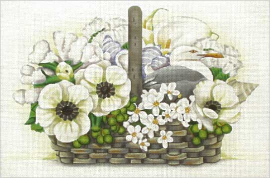 click here to view larger image of Petite Seaside Basket (hand painted canvases)
