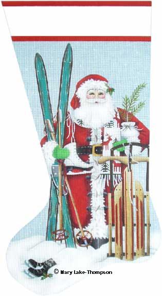 click here to view larger image of Snow Santa Stocking (hand painted canvases)