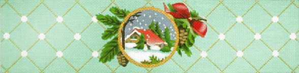 click here to view larger image of Mint Green Scene Ornament (hand painted canvases)