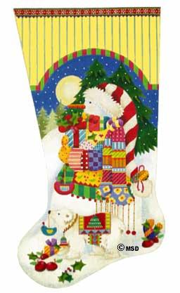 click here to view larger image of Nordic Snowman Stocking (hand painted canvases)