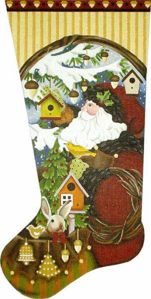 click here to view larger image of Big Wild Wood Santa Stocking (hand painted canvases)