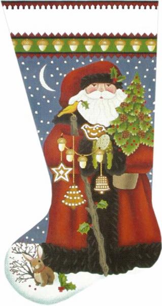 click here to view larger image of Wild Wood Santa Stocking (hand painted canvases)