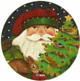 click here to view larger image of Forest Santa Ornament (hand painted canvases)