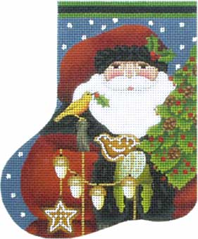 click here to view larger image of Wild Wood Santa Mini Sock (hand painted canvases)