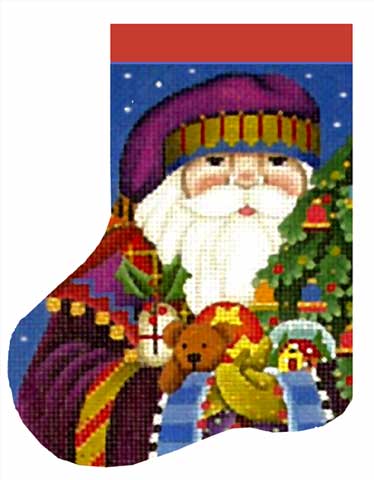 click here to view larger image of Fancy Santa Mini Sock (hand painted canvases)