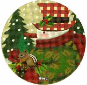 click here to view larger image of Holly Snowman Ornament (hand painted canvases)