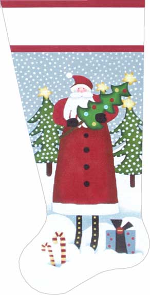 click here to view larger image of Homespun Santa Stocking (hand painted canvases)