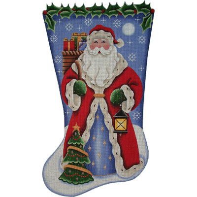 click here to view larger image of Basket Santa Stocking - 18ct (hand painted canvases)