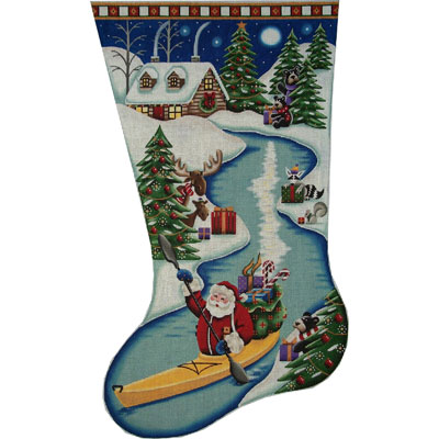 click here to view larger image of Santa on the River Stocking - 18ct (hand painted canvases)