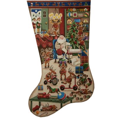 click here to view larger image of Restless Reindeer Stocking - 13ct (hand painted canvases)