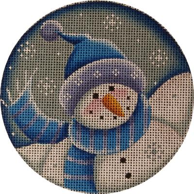 click here to view larger image of Blue Snowman Ornament (hand painted canvases)