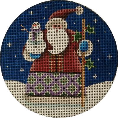 click here to view larger image of Snowman Santa Ornament (hand painted canvases)