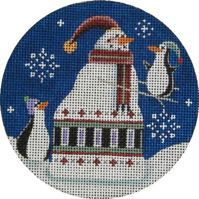 click here to view larger image of Penguin Snowman Ornament (hand painted canvases)