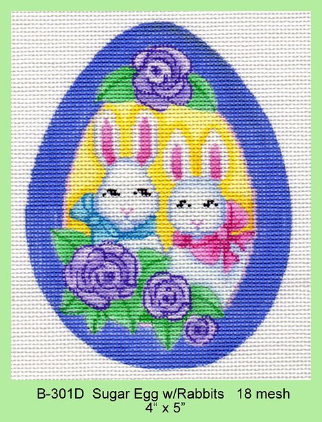 click here to view larger image of Sugar Egg w/Rabbits (hand painted canvases)