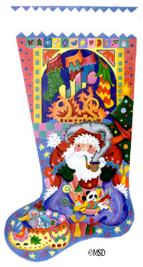 click here to view larger image of St Nick Stocking (hand painted canvases)