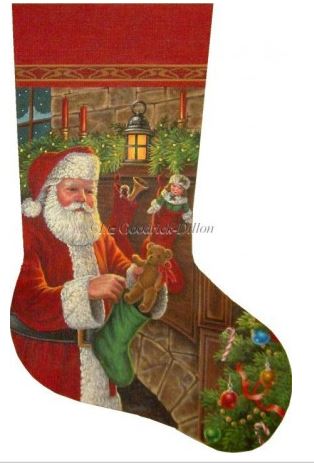 click here to view larger image of Santa Filling The Stockings - Stocking (hand painted canvases)
